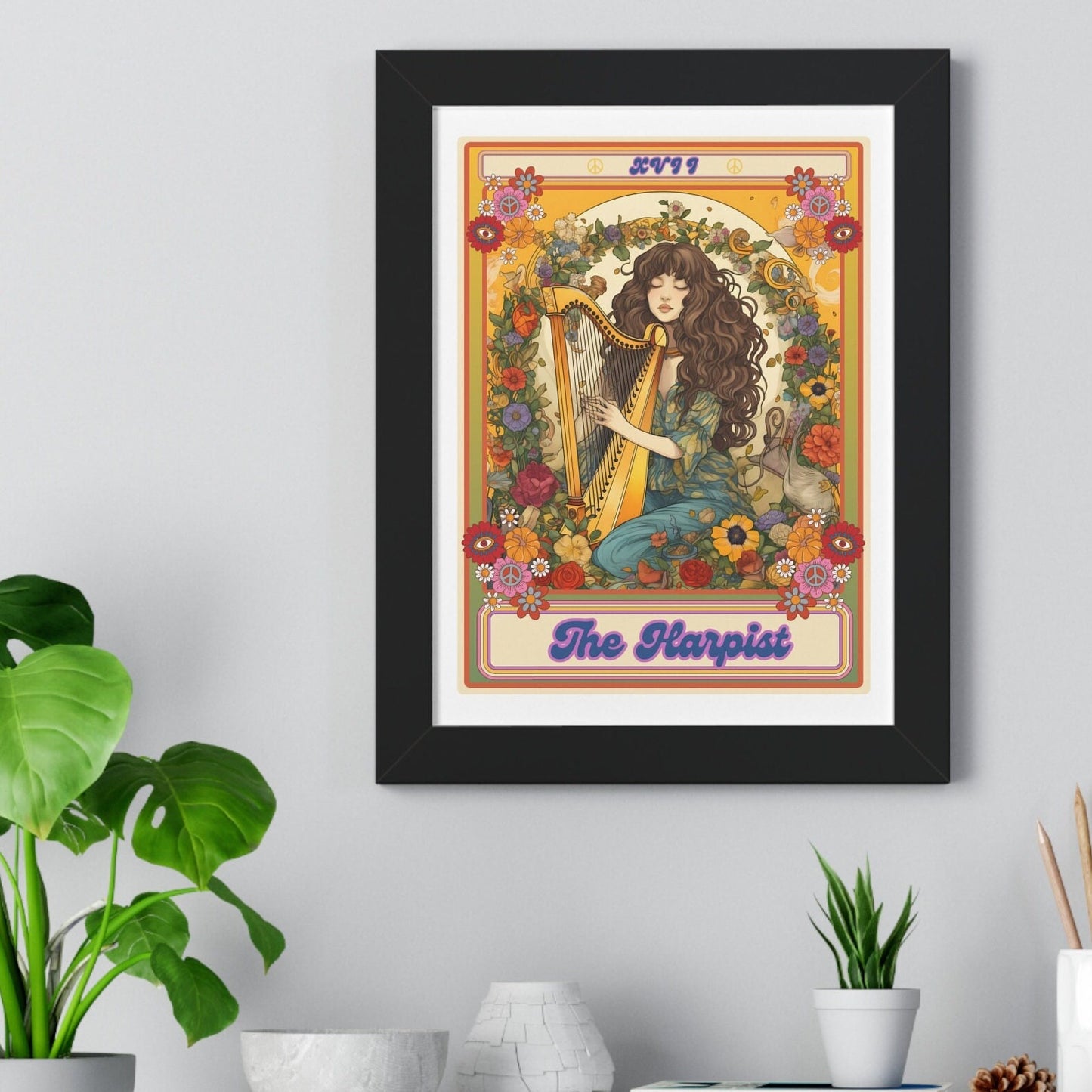 The Harpist Tarot Card Framed Print