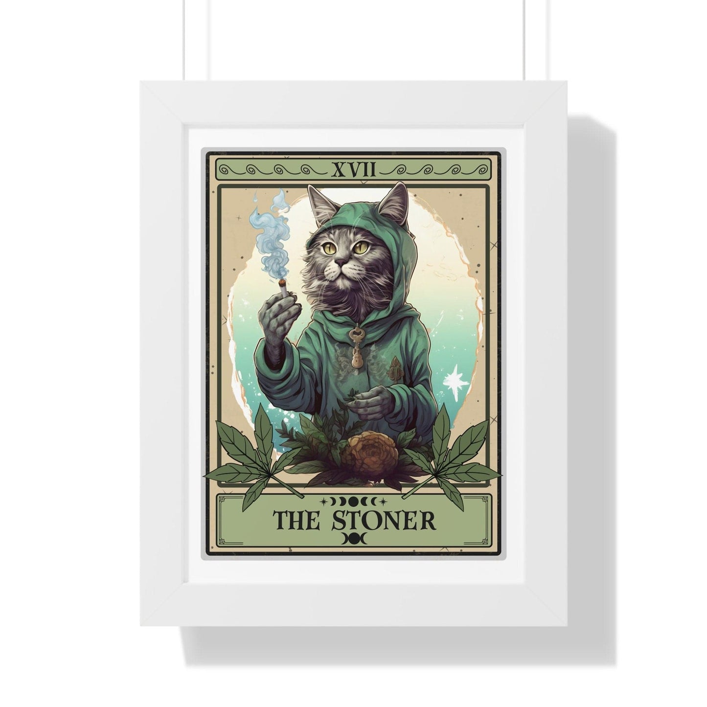 The Stoner Cat Tarot Card Framed Print Wall Art