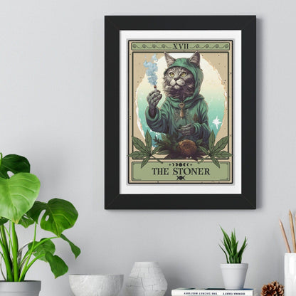 The Stoner Cat Tarot Card Framed Print Wall Art