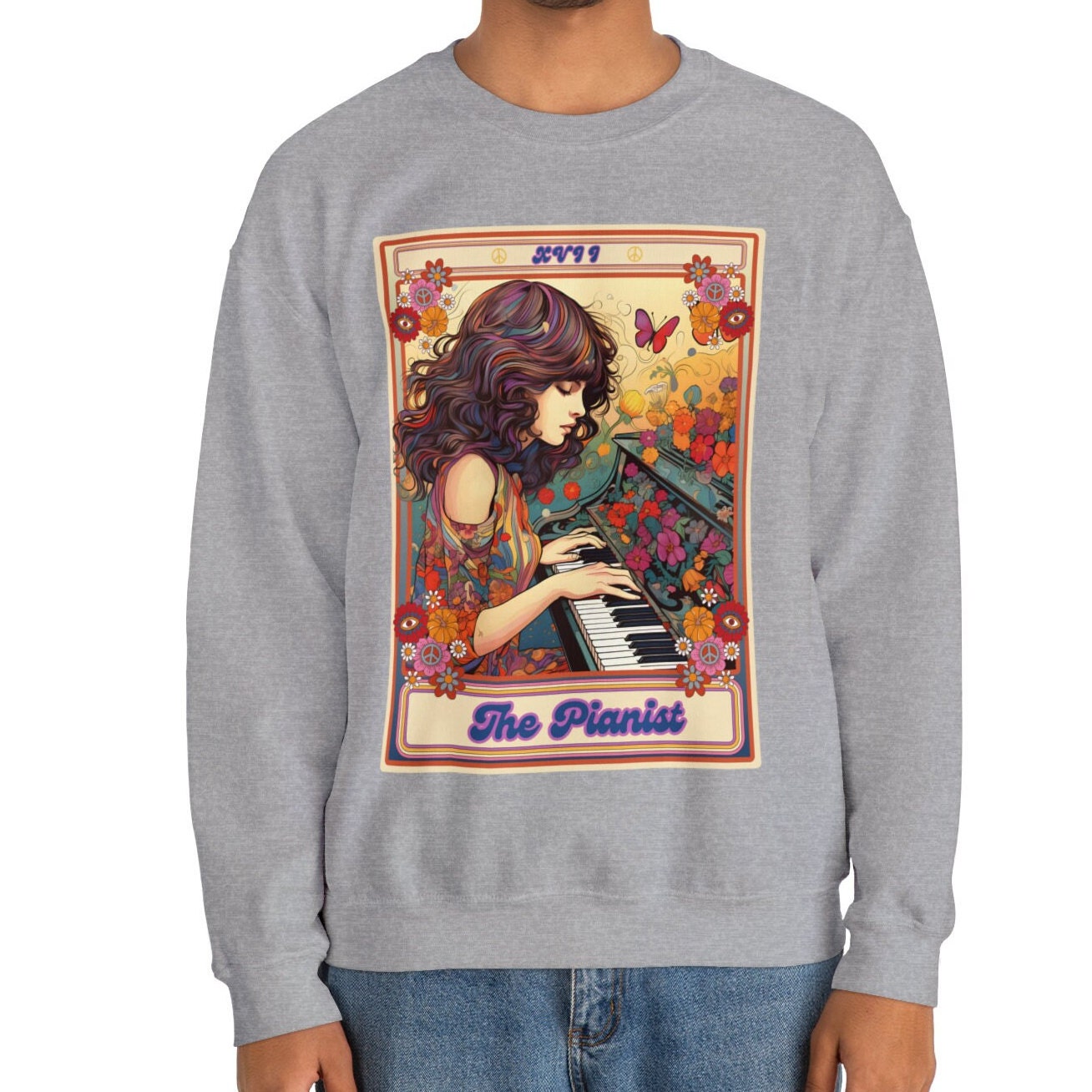 The Pianist Tarot Card Sweatshirt, Piano Player