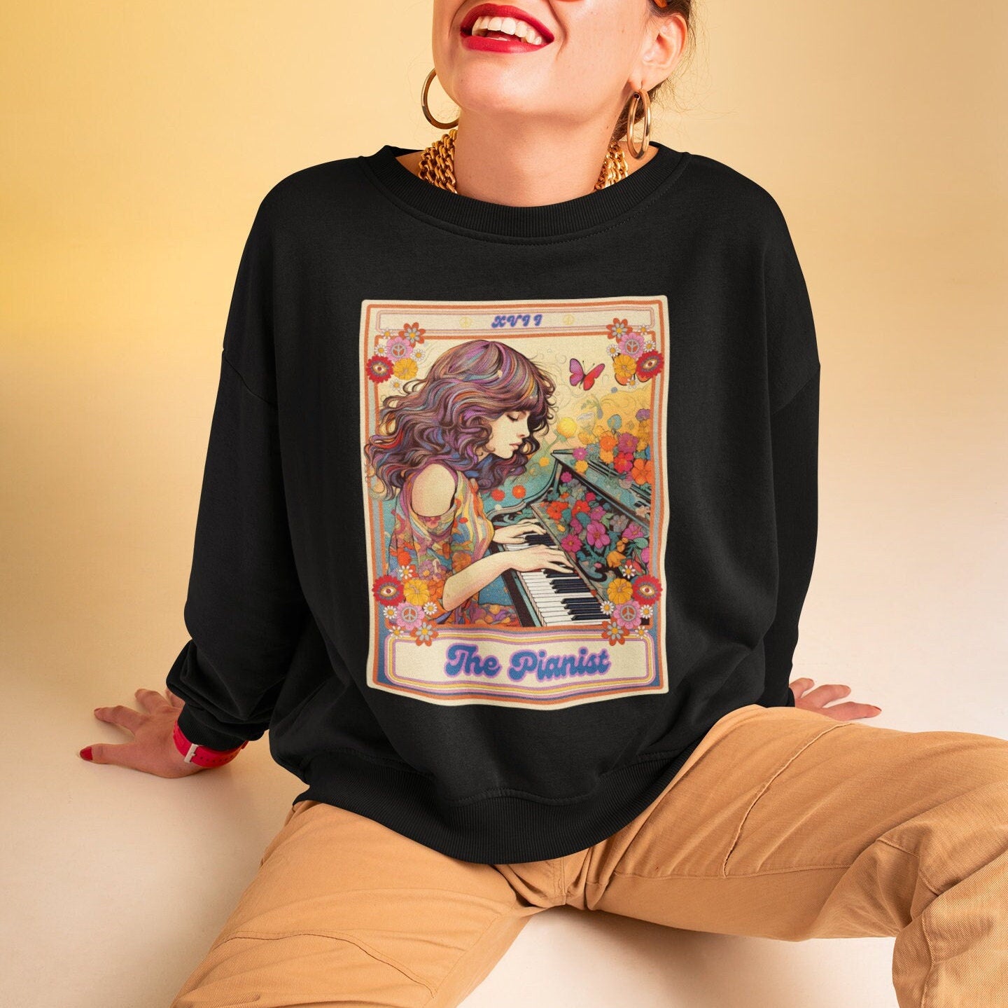 The Pianist Tarot Card Sweatshirt, Piano Player