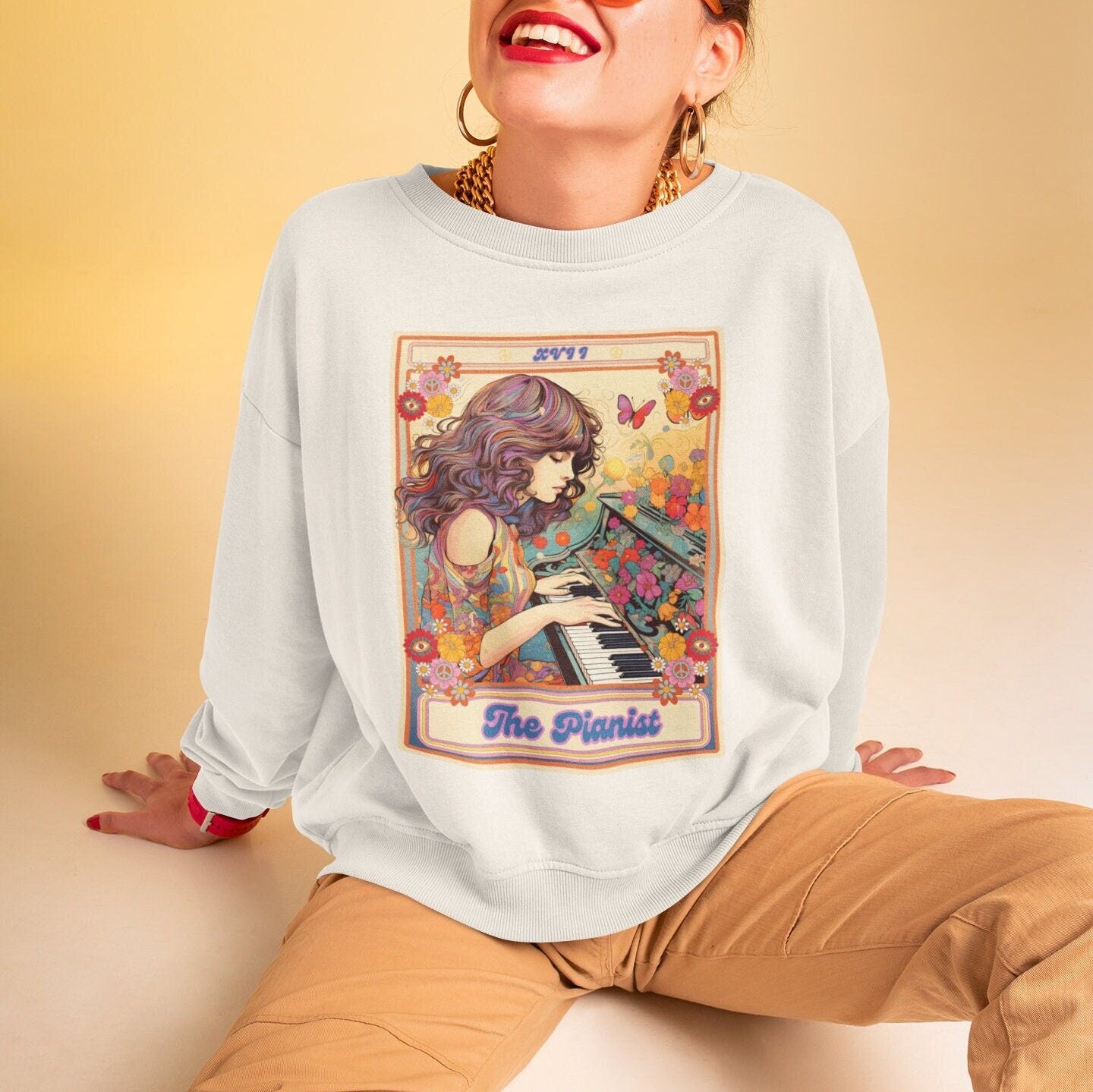 The Pianist Tarot Card Sweatshirt, Piano Player