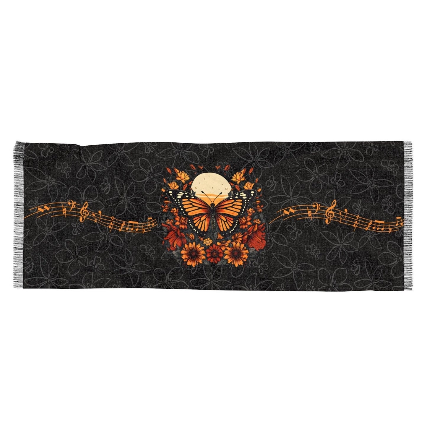 Monarch Butterfly Scarf, 27" x 73"