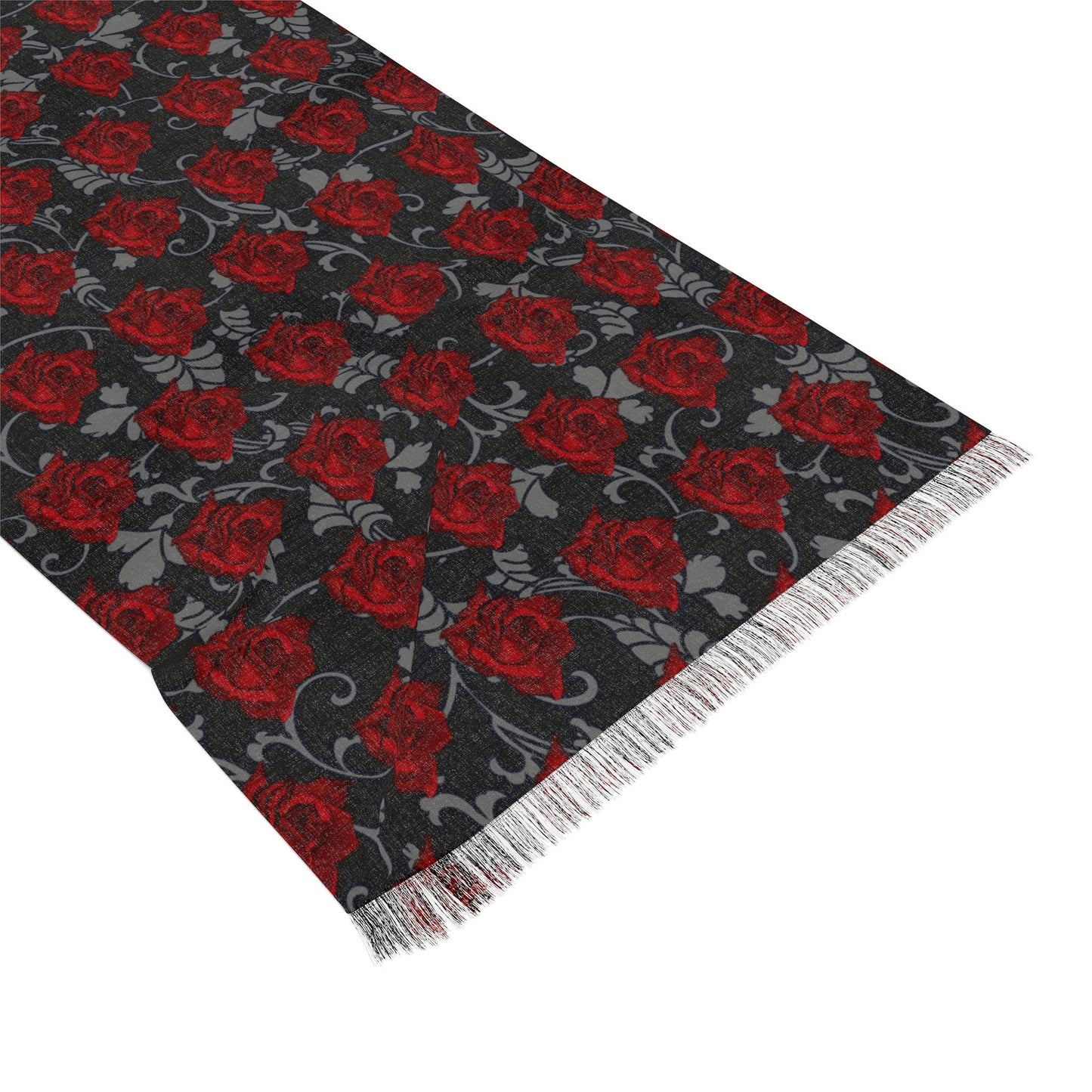 Red on Black Red Roses Scarf