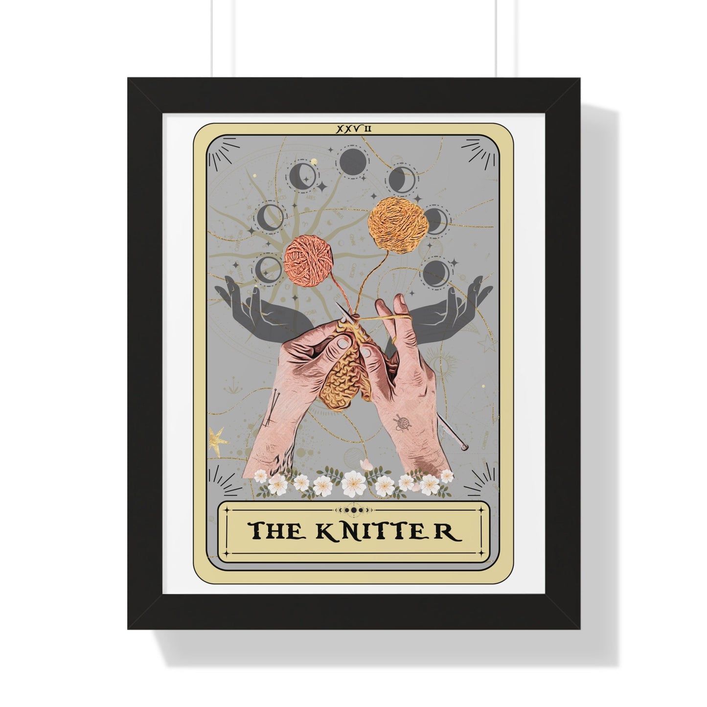 The Knitter Tarot Card Framed Print, Knitting