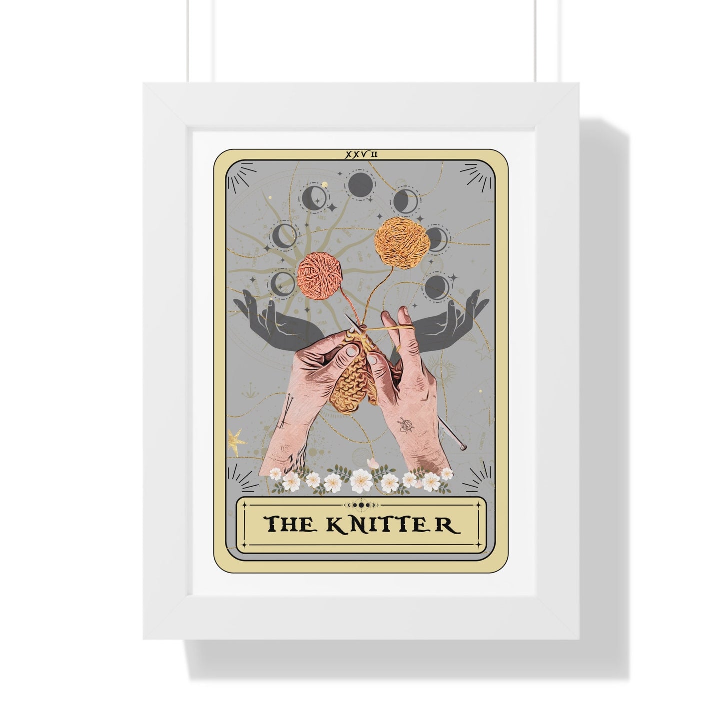 The Knitter Tarot Card Framed Print, Knitting