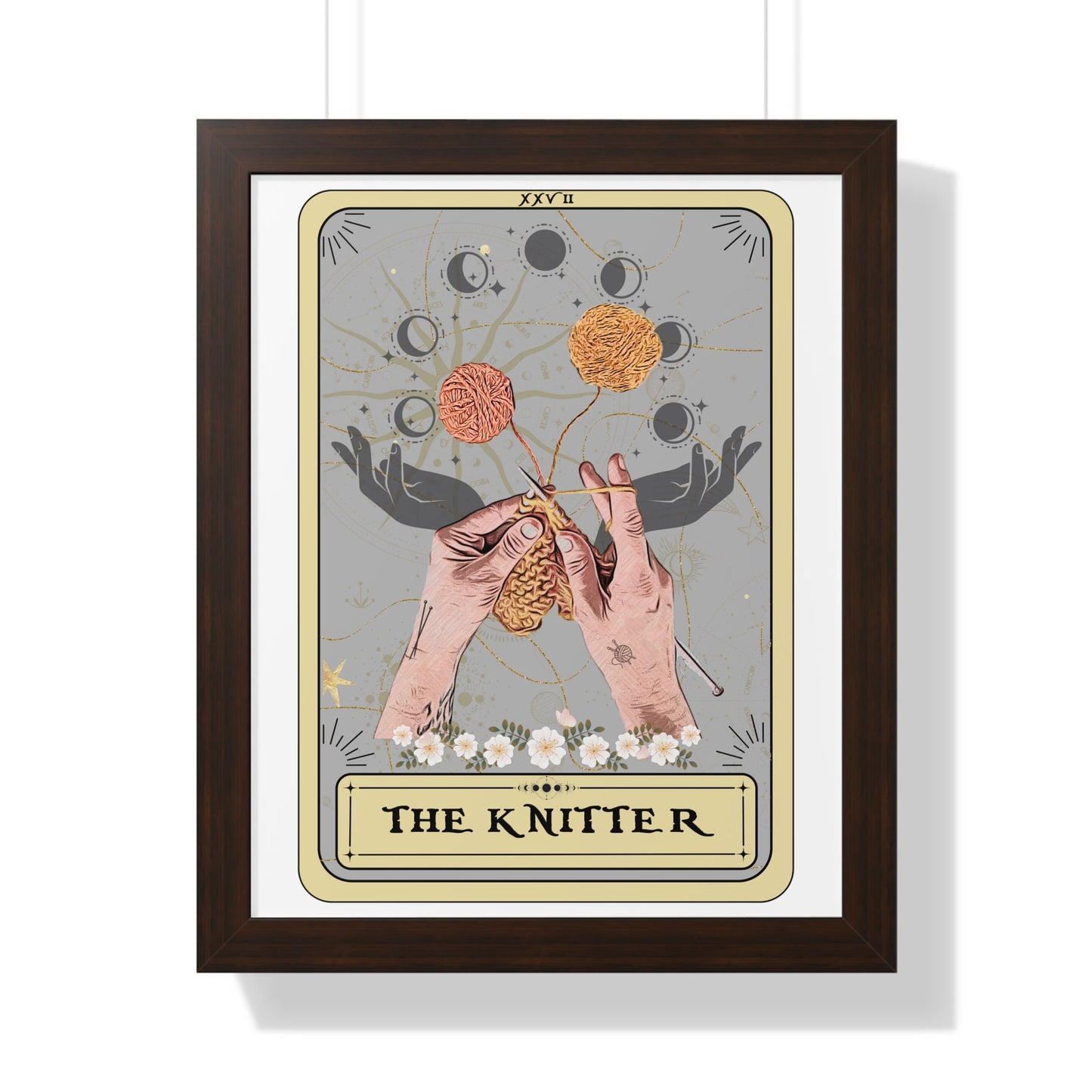 The Knitter Tarot Card Framed Print, Knitting