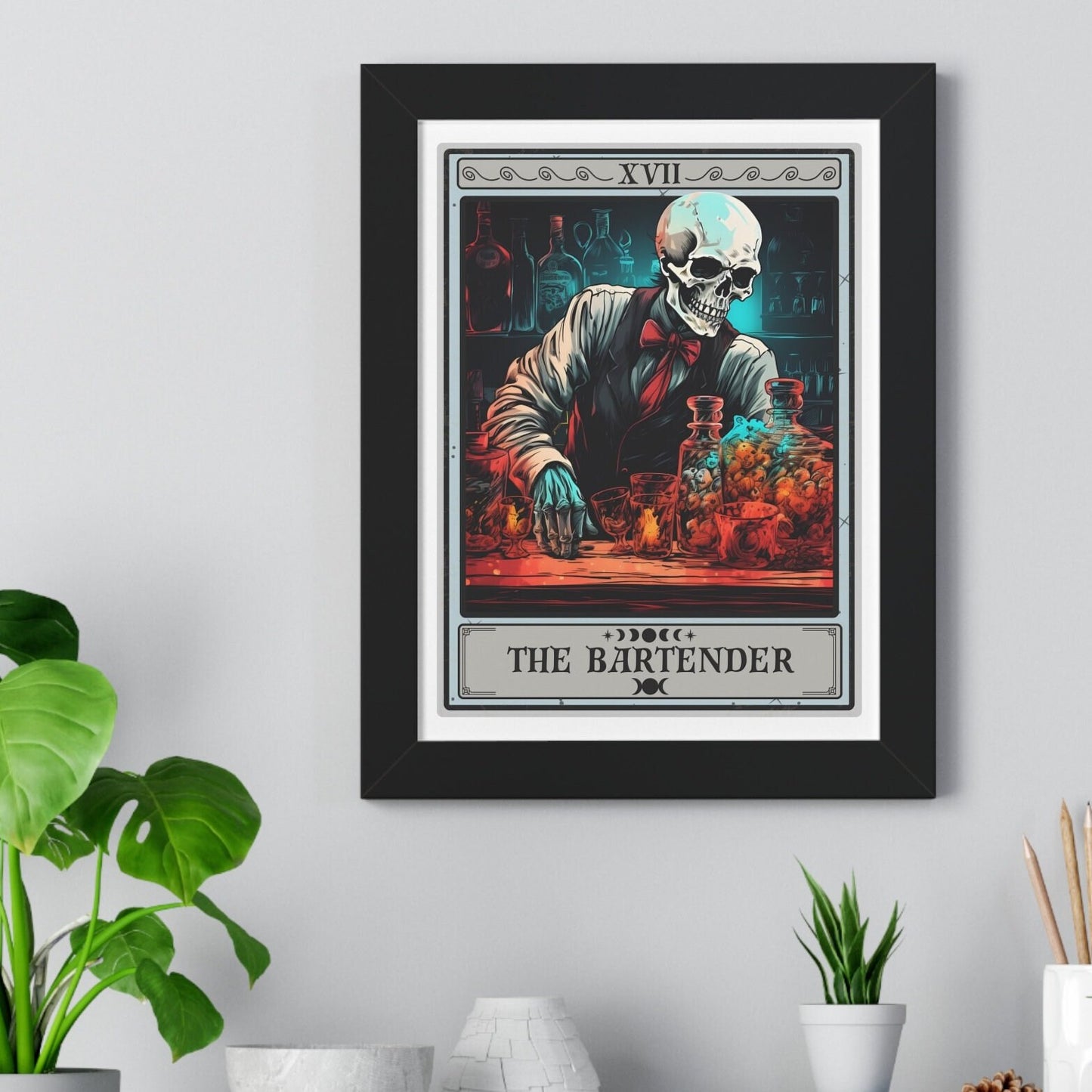 The Bartender Tarot Card Framed Print Wall Art