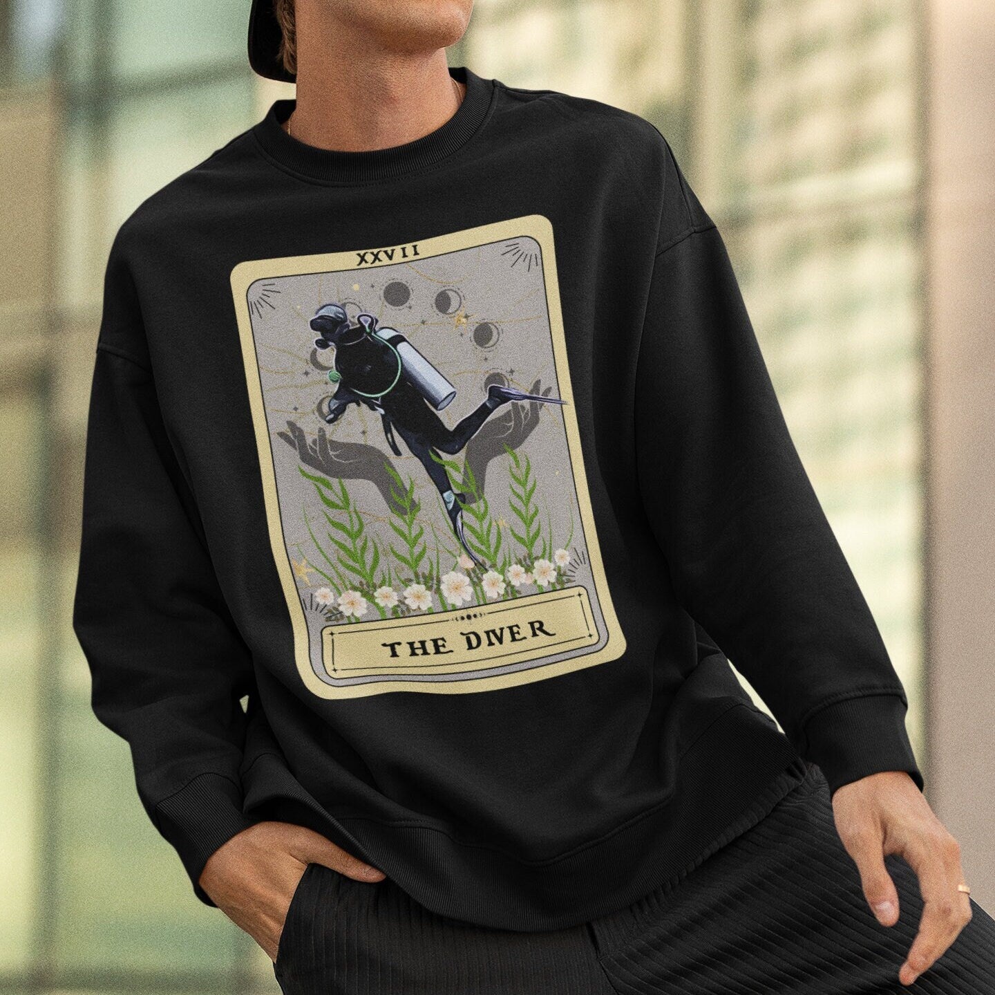 The Diver Tarot Card Sweatshirt, Scuba Diving