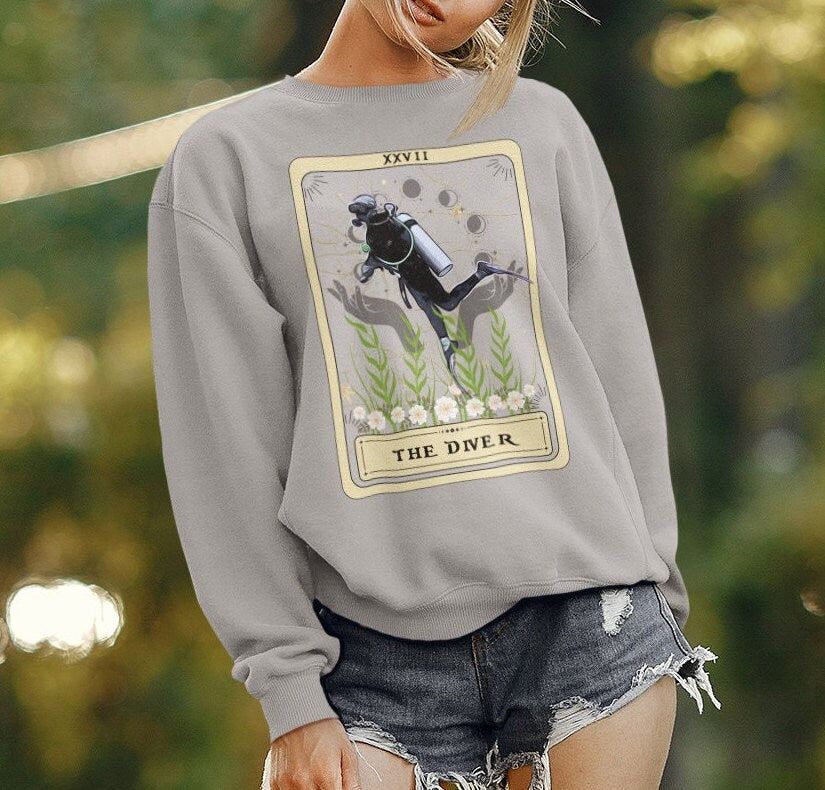 The Diver Tarot Card Sweatshirt, Scuba Diving