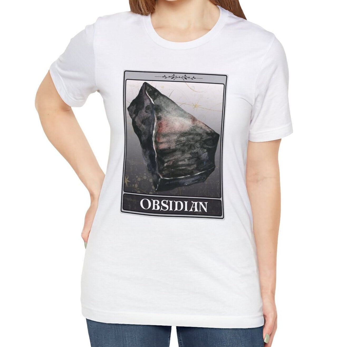 Obsidian Card T-shirt, Crystals