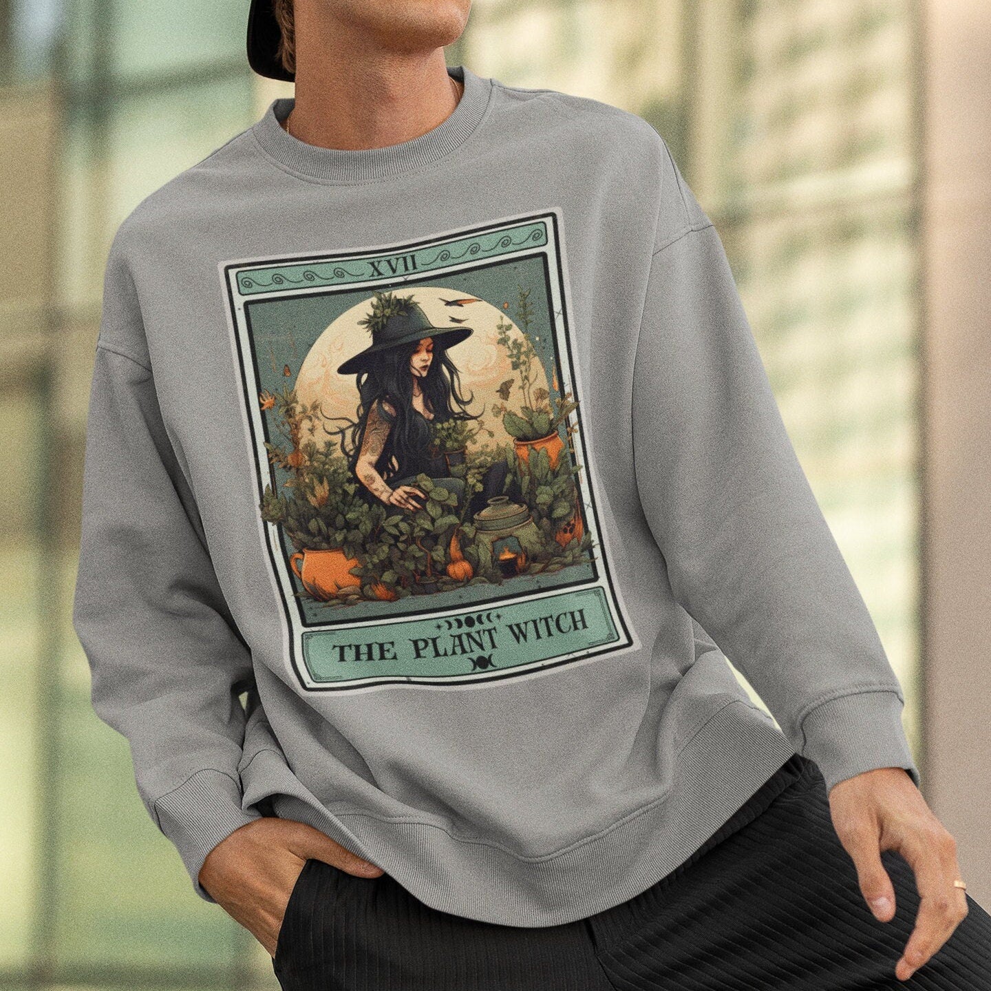 The Plant Witch Tarot Card Sweatshirt, Plant Lover