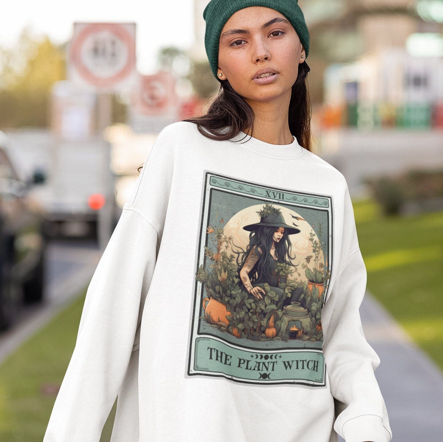 The Plant Witch Tarot Card Sweatshirt, Plant Lover