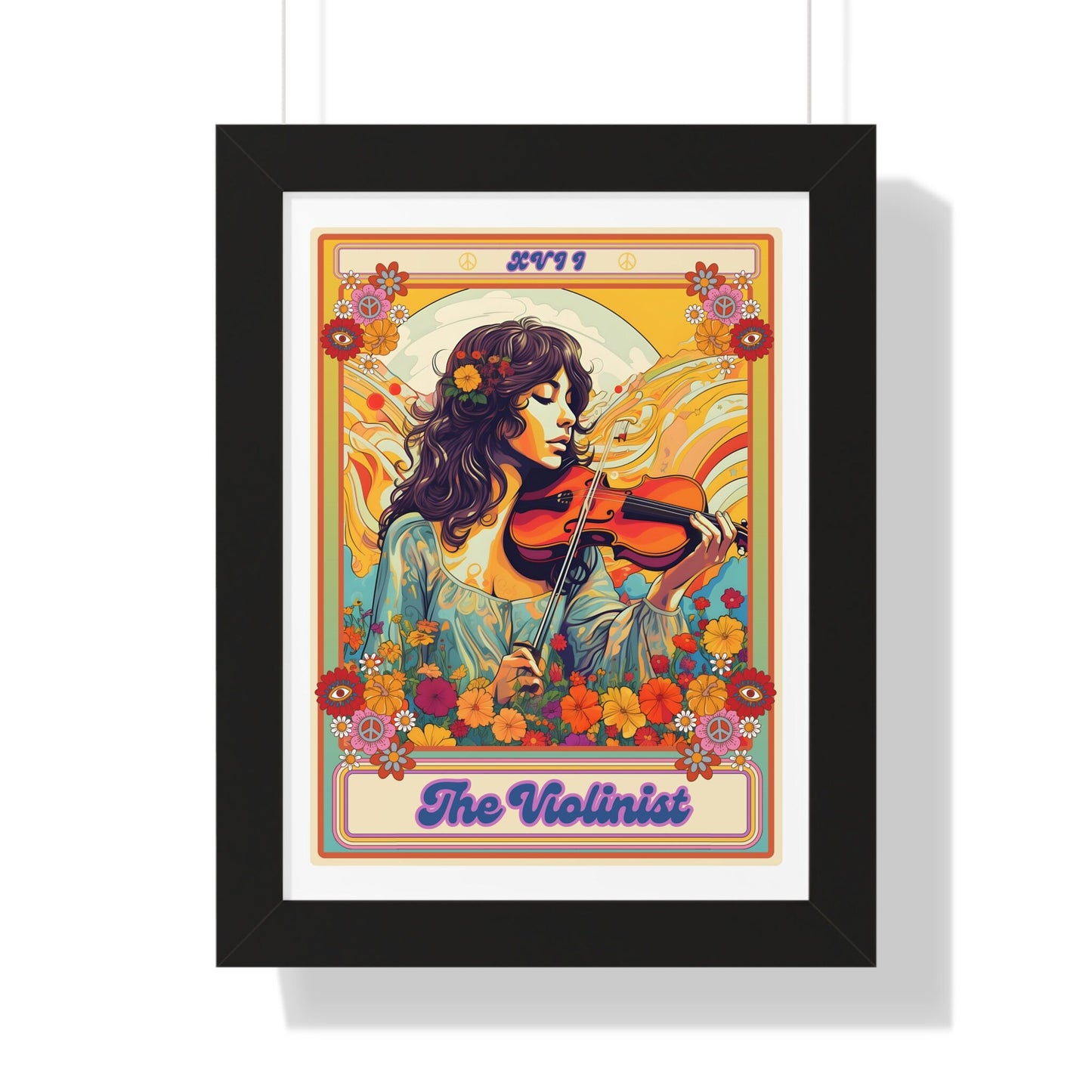 The Violinist Tarot Card Framed Print, Violin Wall Art