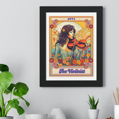 The Violinist Tarot Card Framed Print, Violin Wall Art