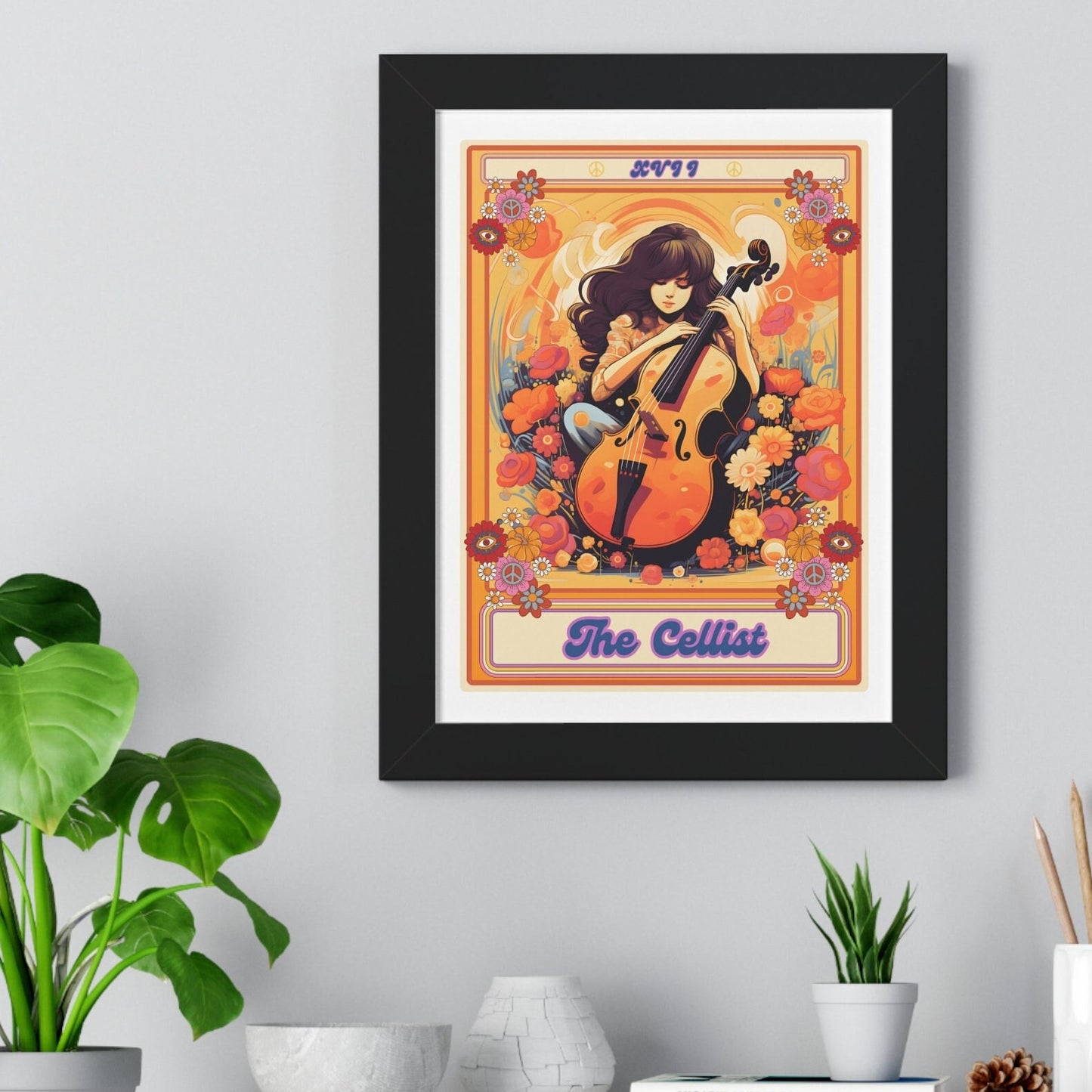 The Cellist Tarot Card Framed Print