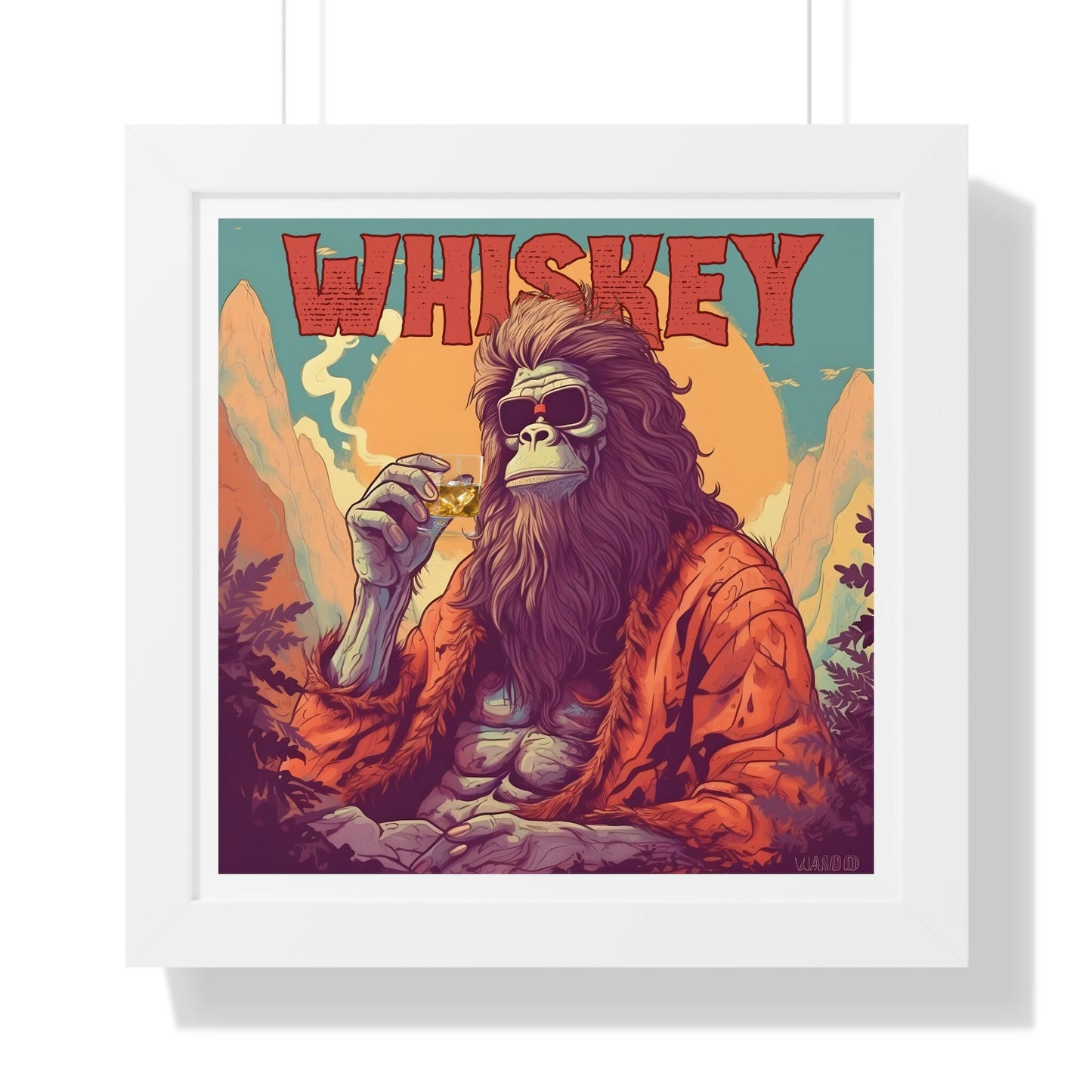 Bigfoot Whiskey Framed Print 16" x 16", Whiskey Wall Art