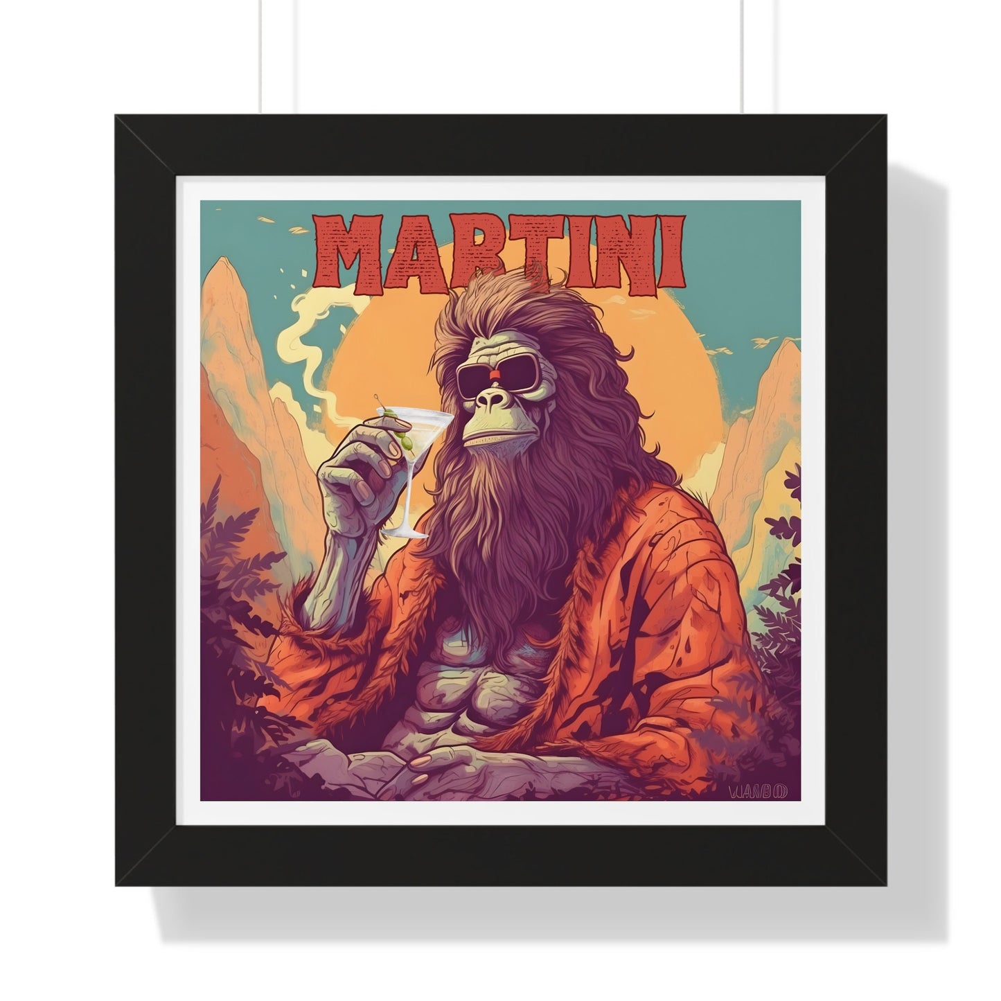 Bigfoot Martini Framed Print 16" x 16"