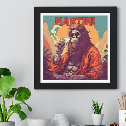 Bigfoot Martini Framed Print 16" x 16"