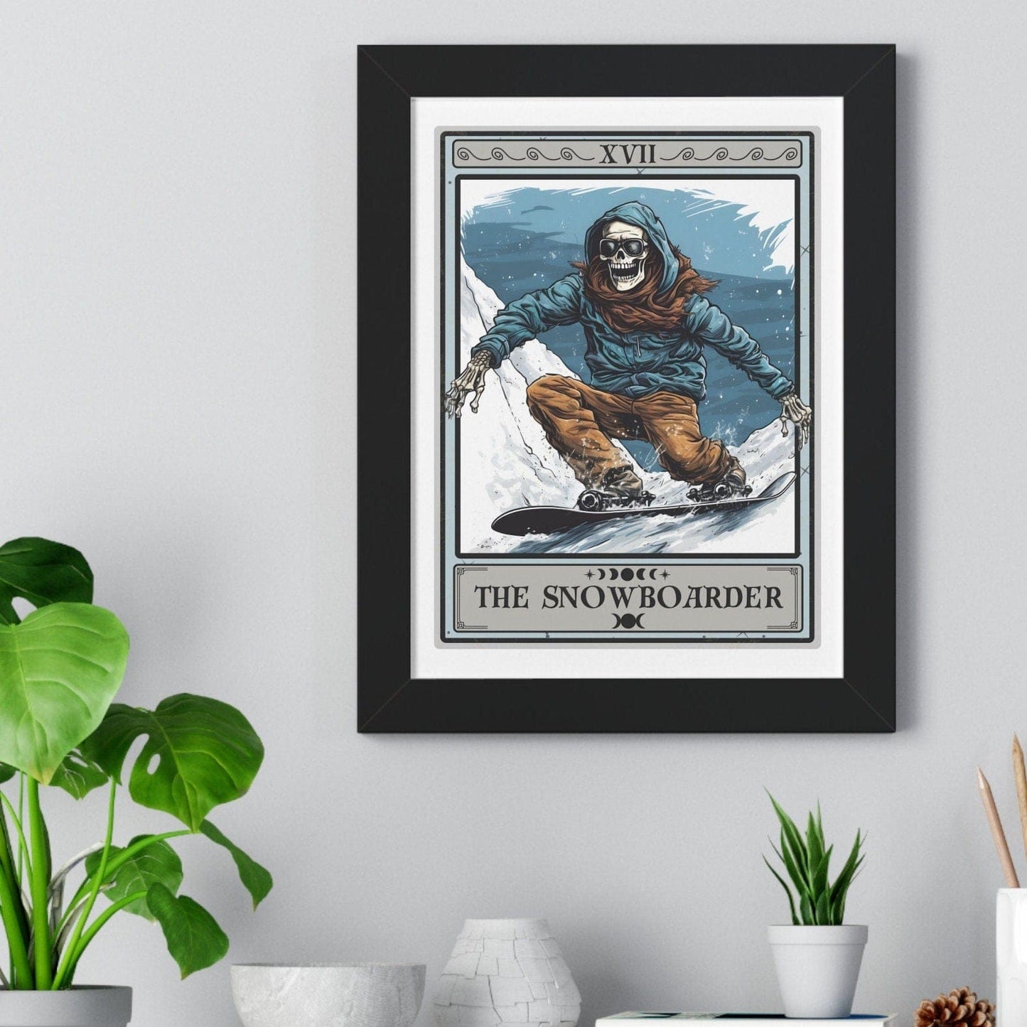 The Snowboarder Tarot Card Framed Print, Snowboarding