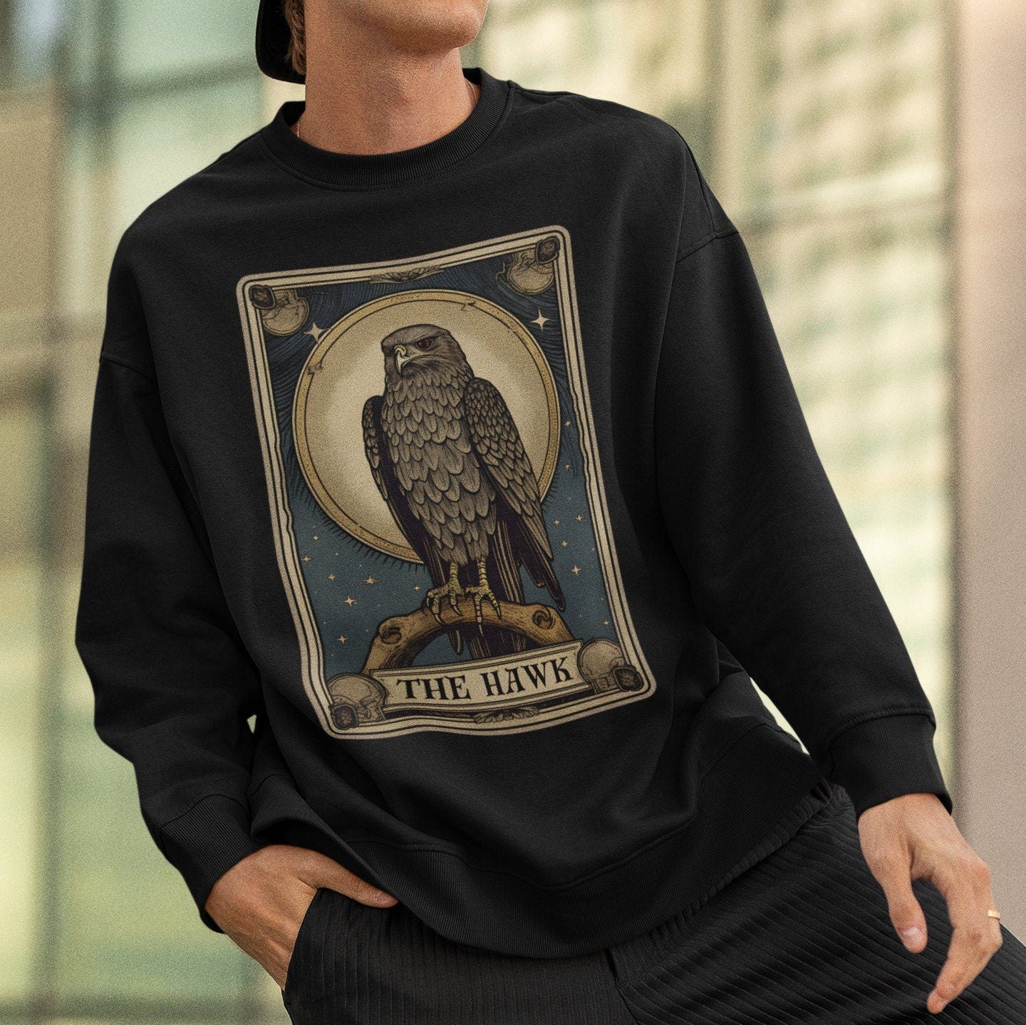 The Hawk Tarot Card Sweatshirt, Birds Of Prey