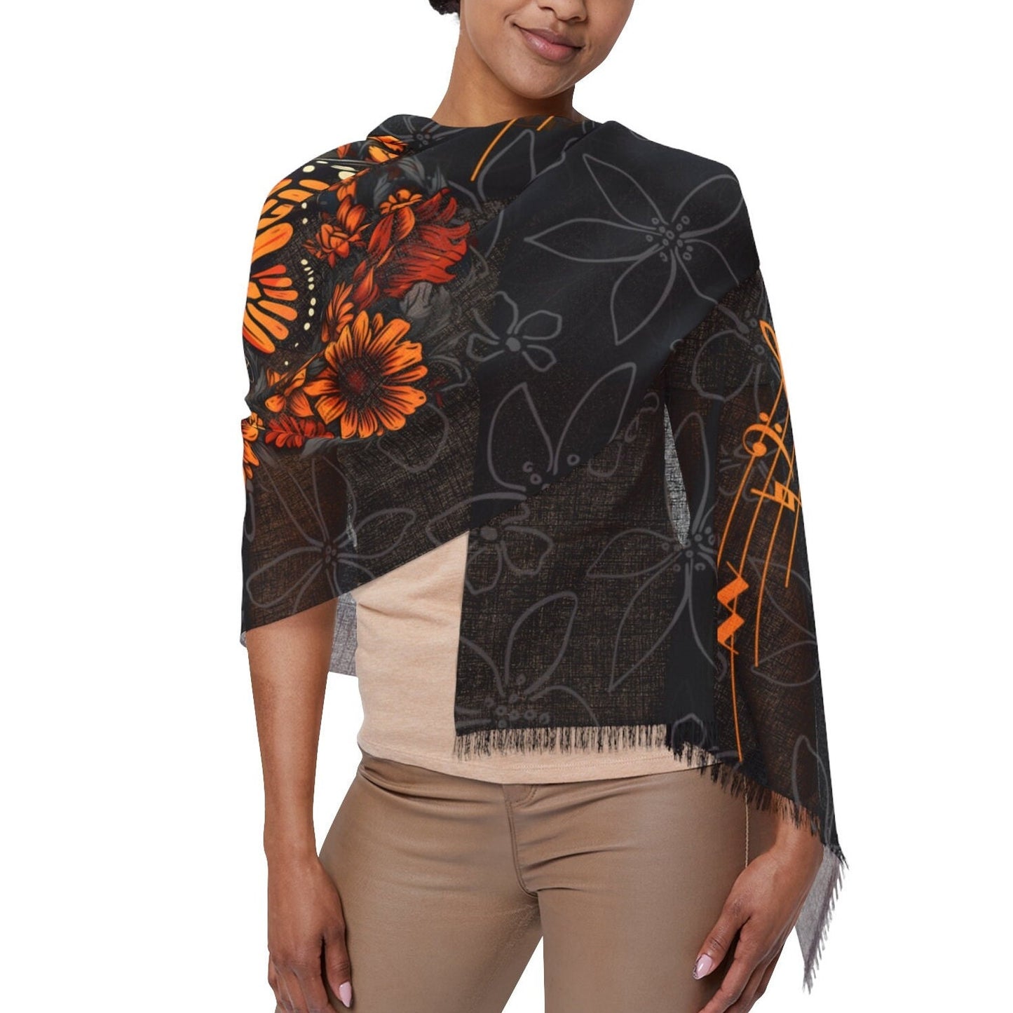 Monarch Butterfly Scarf, 27" x 73"