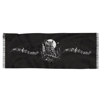 Black City Owl Scarf 27" x 73"