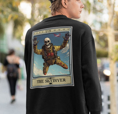 The Skydiver Tarot Card Sweatshirt BACK PRINT, Skydiving