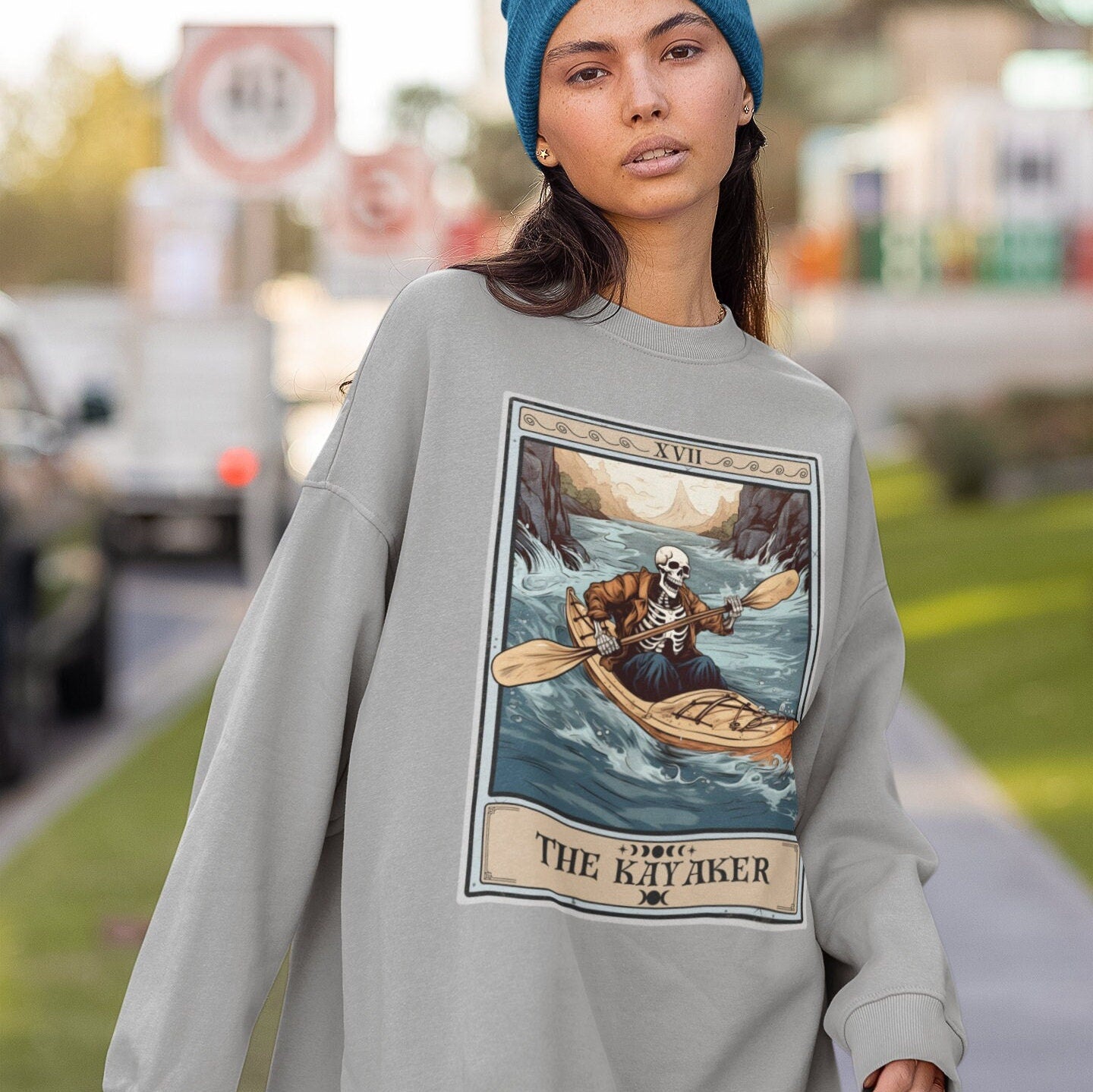 The Kayaker Tarot Card Sweatshirt, Kayaking