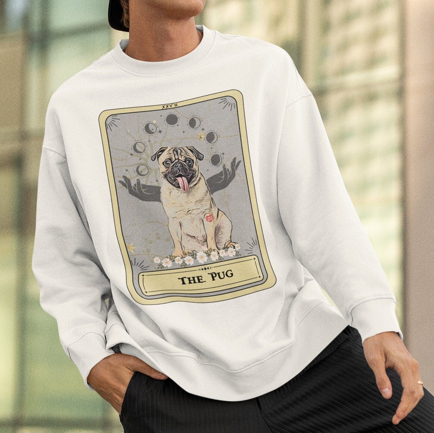 The Pug Tarot Card Sweatshirt, Dog Lover