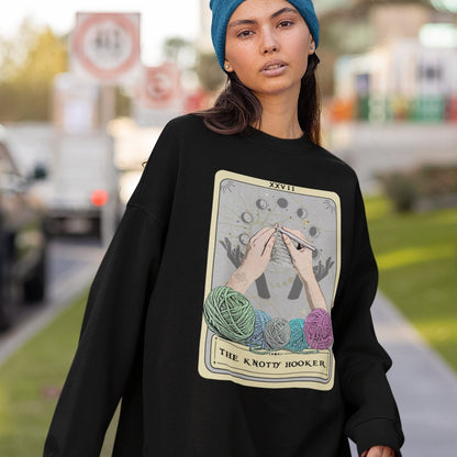 The Knotty Hooker Tarot Card Sweatshirt, Crochet