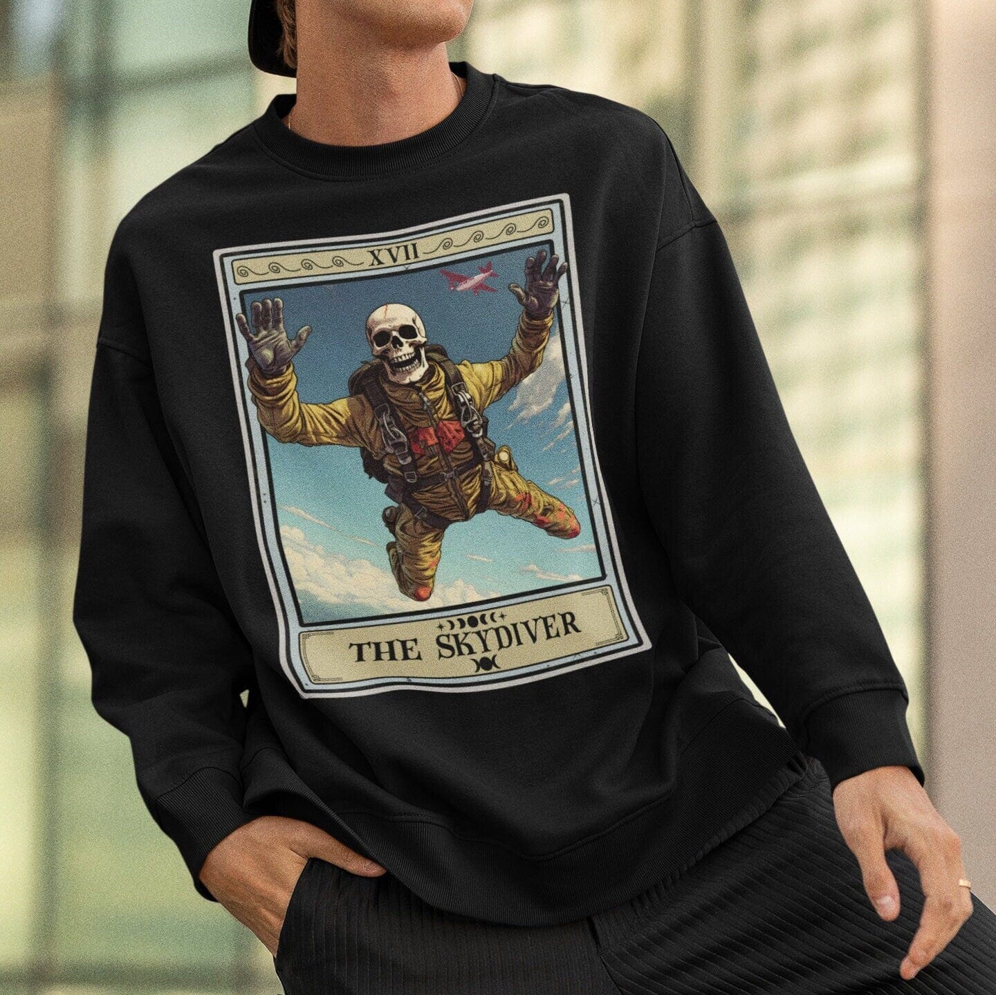 The Skydiver Tarot Card Sweatshirt, Skydiving