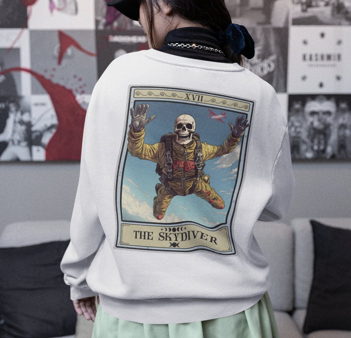 The Skydiver Tarot Card Sweatshirt BACK PRINT, Skydiving