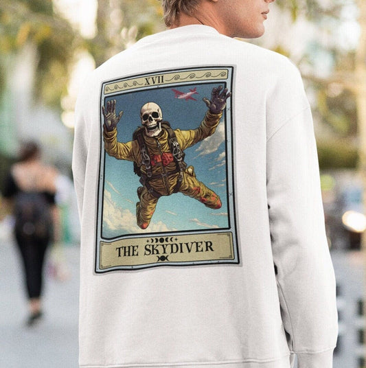 The Skydiver Tarot Card Sweatshirt BACK PRINT, Skydiving