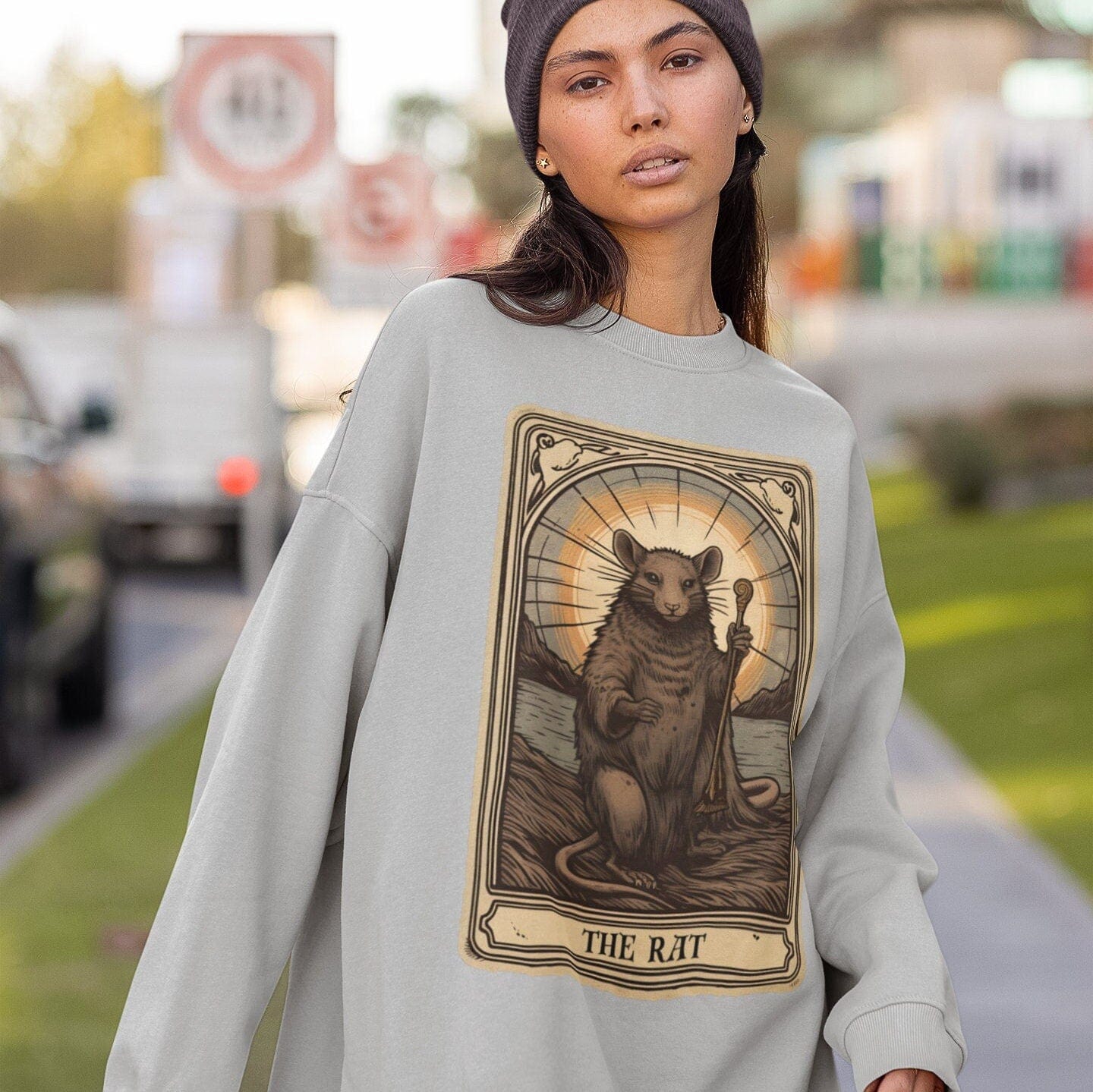 The Rat Tarot Card Sweatshirt, Animal Lover