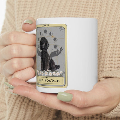 Black Poodle Tarot Card Mug, Dog Lover