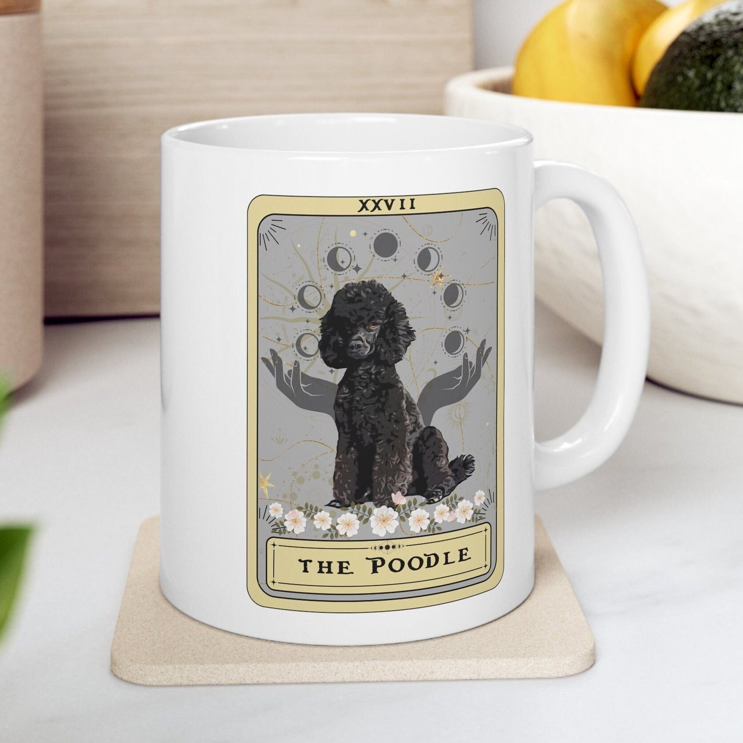 Black Poodle Tarot Card Mug, Dog Lover