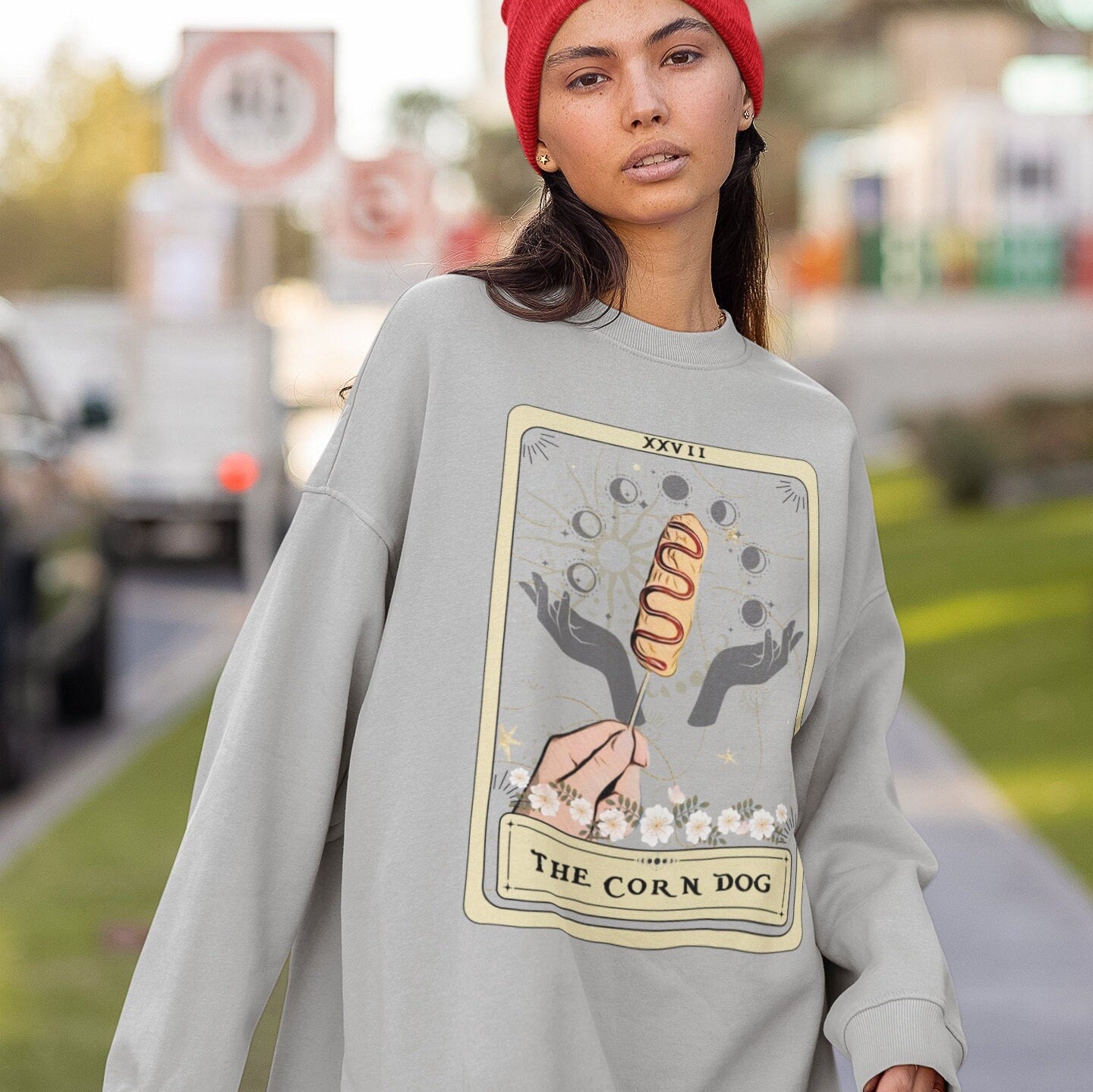 The Corn Dog Tarot Card Sweatshirt