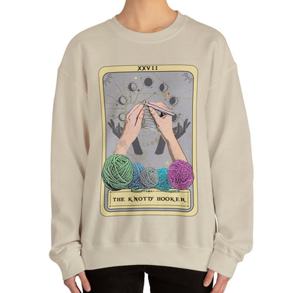 The Knotty Hooker Tarot Card Sweatshirt, Crochet