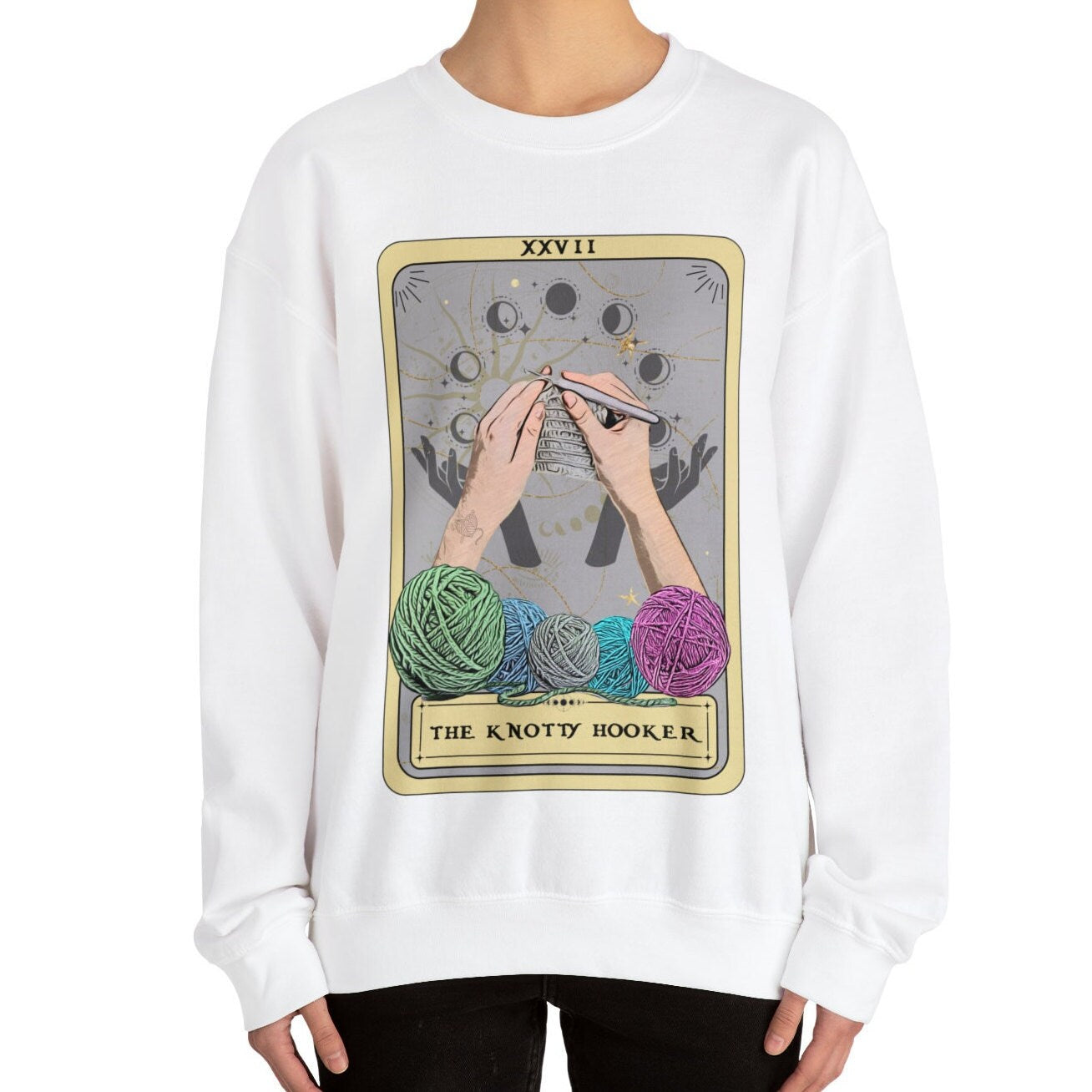 The Knotty Hooker Tarot Card Sweatshirt, Crochet