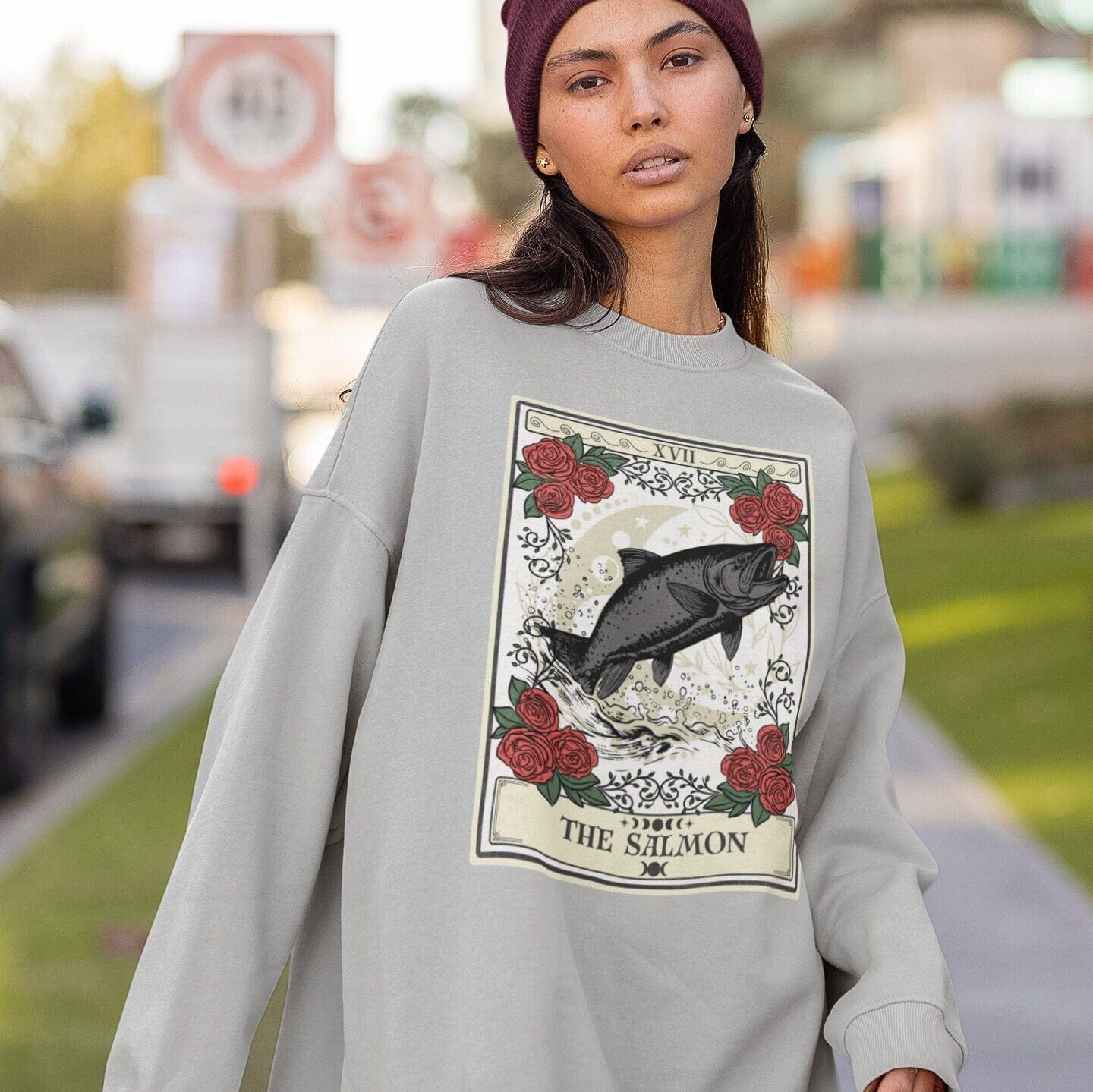 The Salmon Tarot Card Sweatshirt, Fish Lover