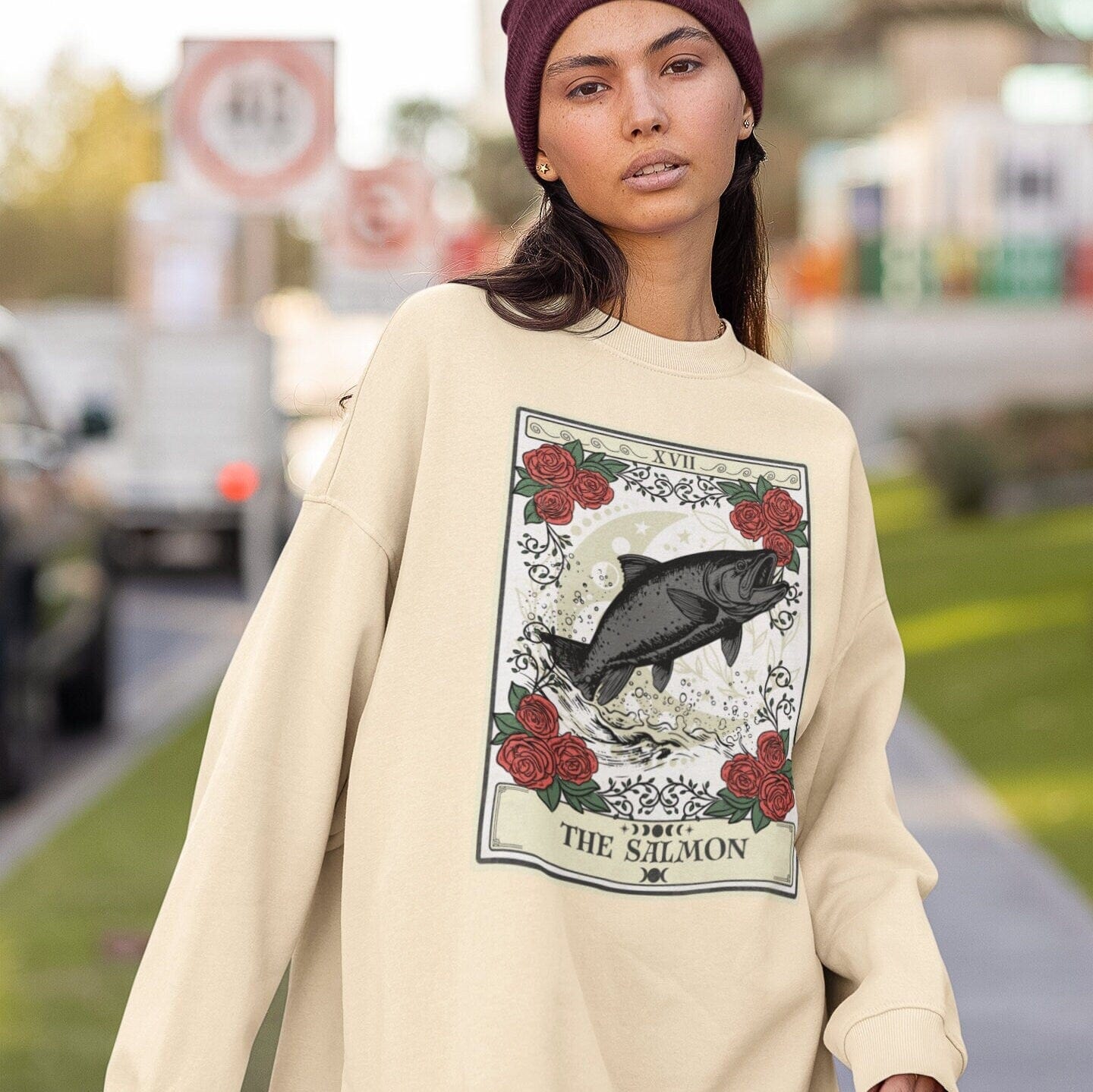 The Salmon Tarot Card Sweatshirt, Fish Lover