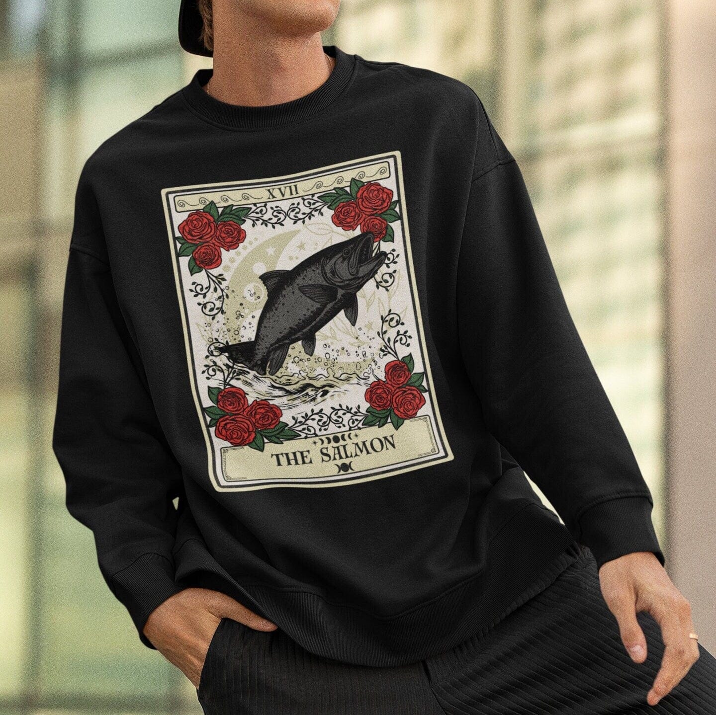 The Salmon Tarot Card Sweatshirt, Fish Lover