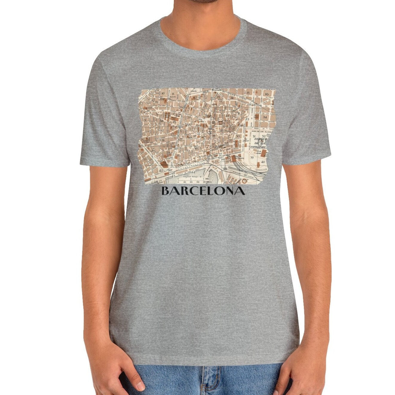 Barcelona City Vintage Map T-Shirt