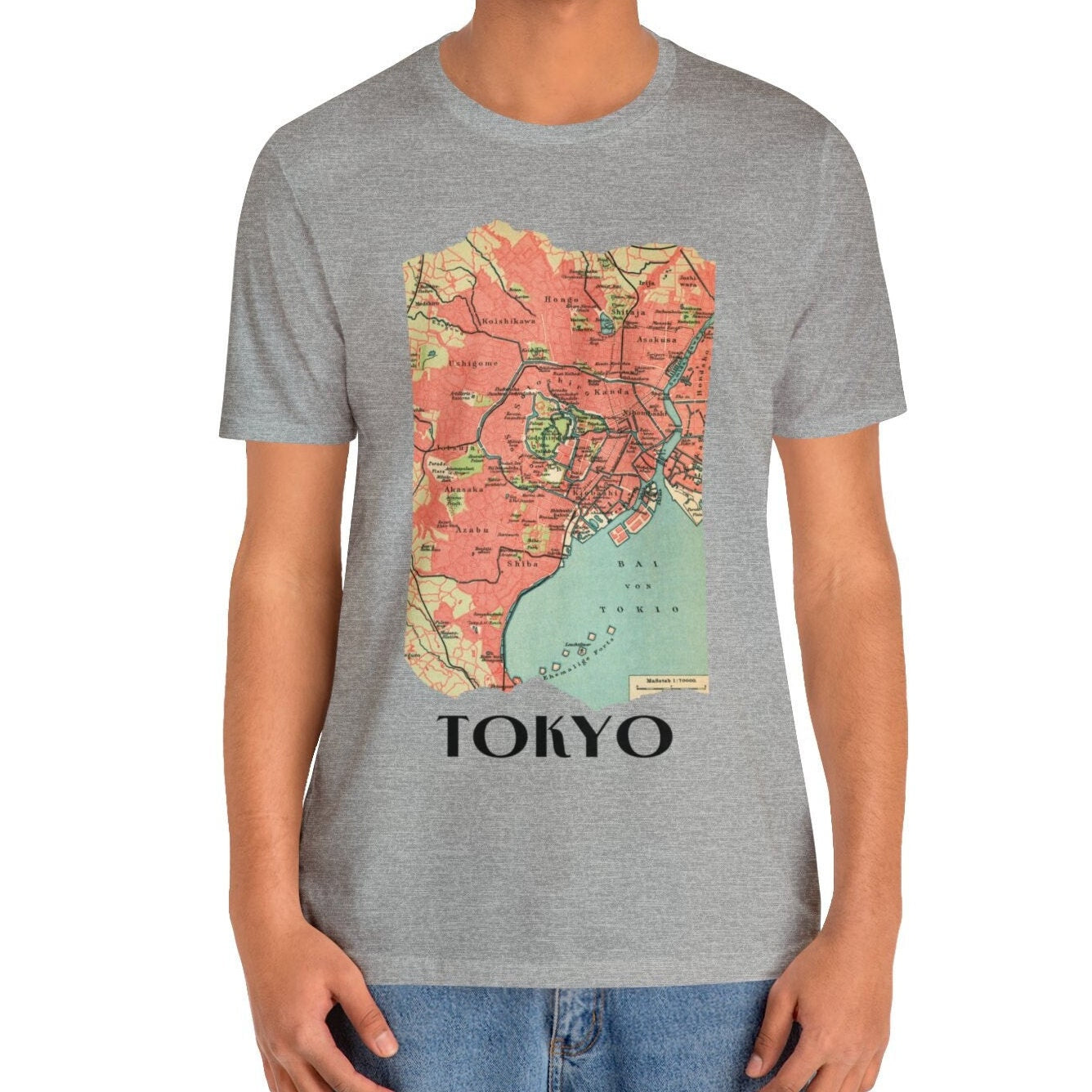 Tokyo City Vintage Map T-shirt Tokyo Japan