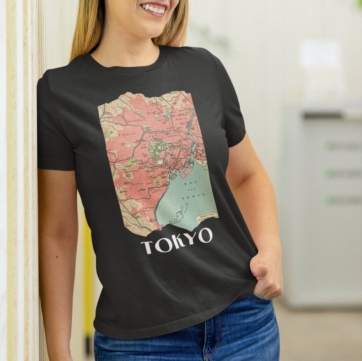 Tokyo City Vintage Map T-shirt Tokyo Japan