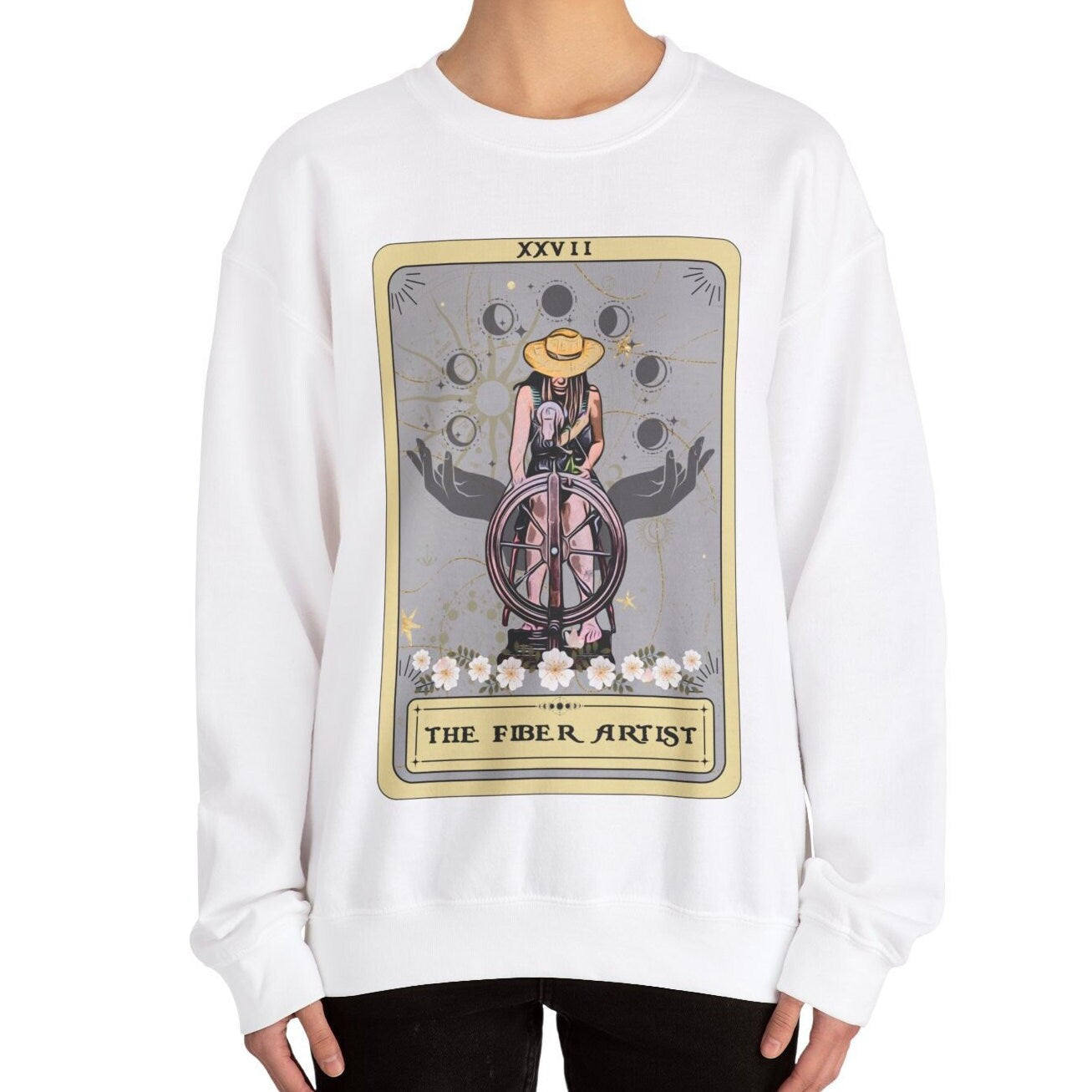 Spinning Wheel The Fiber Artist Tarot Card Sweatshirt