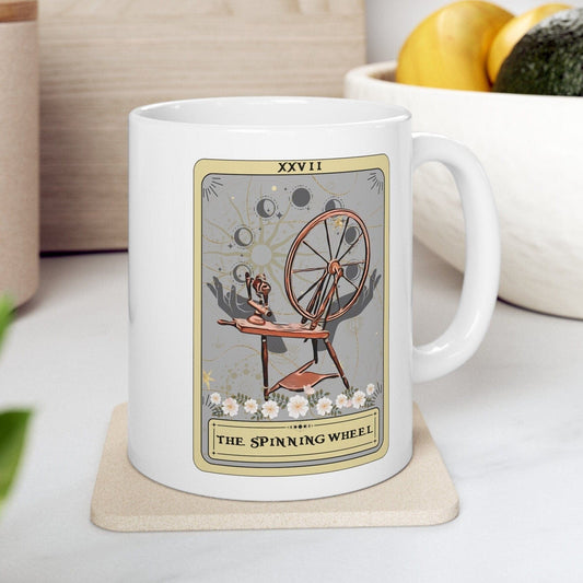 The Spinning Wheel Tarot Card Mug, Yarn Lover