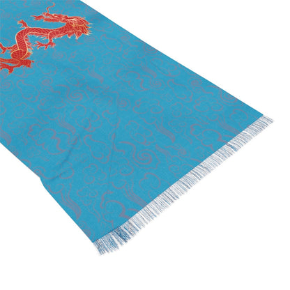 Red Chinese Dragon Scarf, 27" x 73"