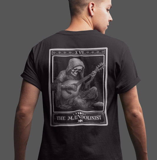 The Mandolinist Tarot Card Shirt, Mandolin Player Back Print